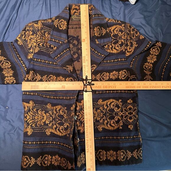 Alex Kim Blue and Gold Blazer with Ornate Pattern - Picture 8 of 8